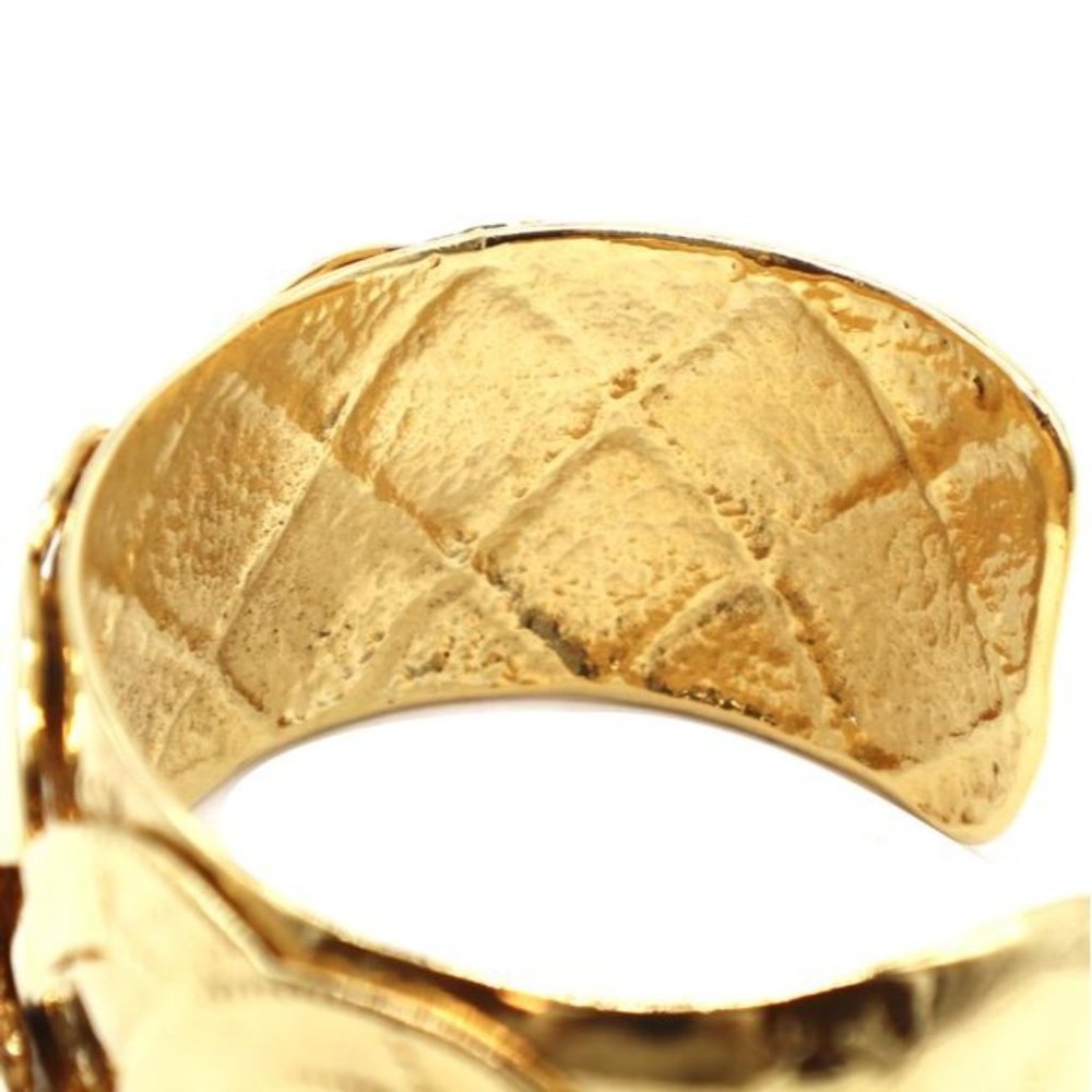 #45896 Gold Extremely Rare Cc Woven Cutout Cuff Bangle Bracelet - Picture 10 of 10